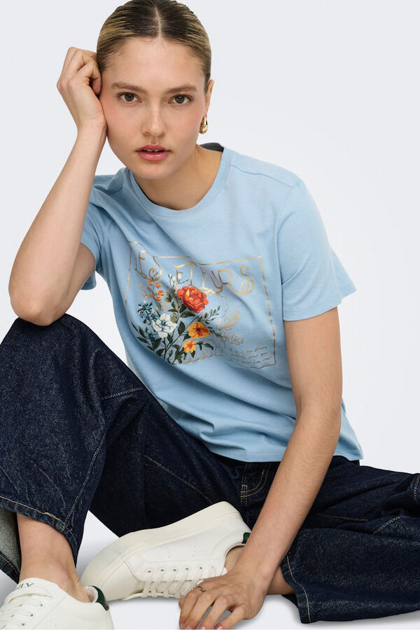 Only Front drawing T-shirt blue