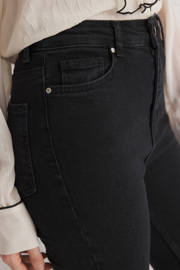 Trendyol Jeans flare de cintura alta preto