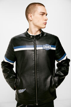 Springfield Faux leather racing biker jacket black