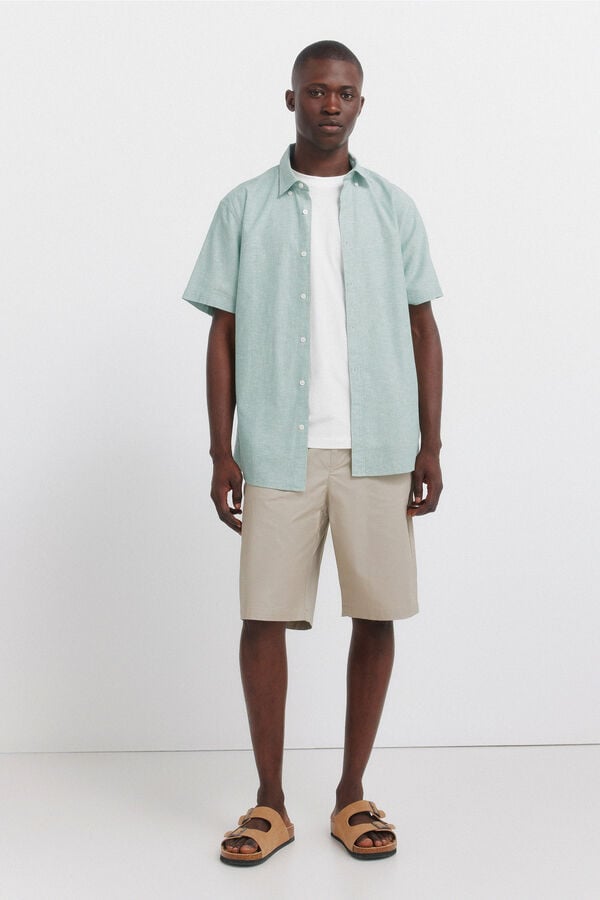 Springfield Linen short sleeve shirt green