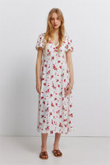 Springfield Embroidered Swiss midi dress red