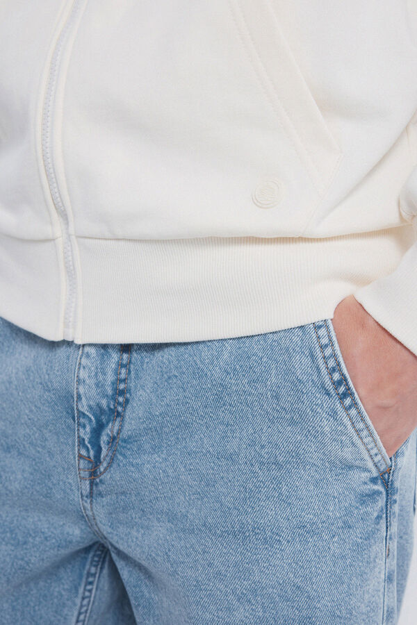 Springfield Sweatshirt com fecho-éclair e capuz branco