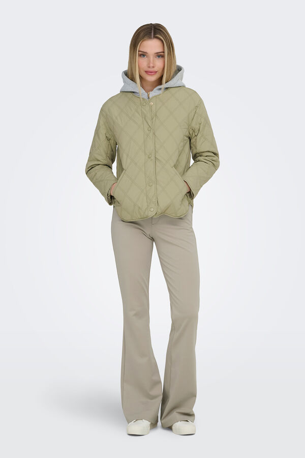 Only Chaqueta acolchada con capucha kaki