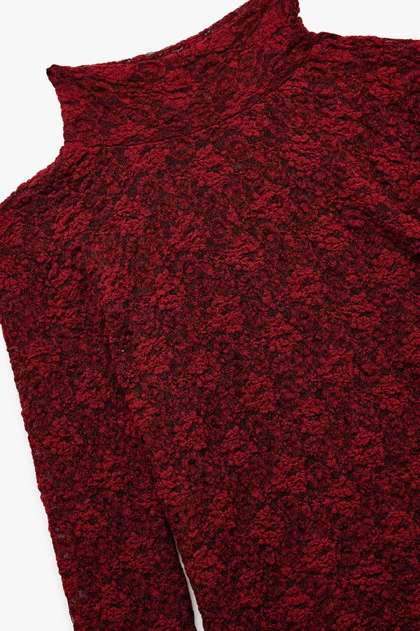 Koton Blusa de encaje texturizada rojo