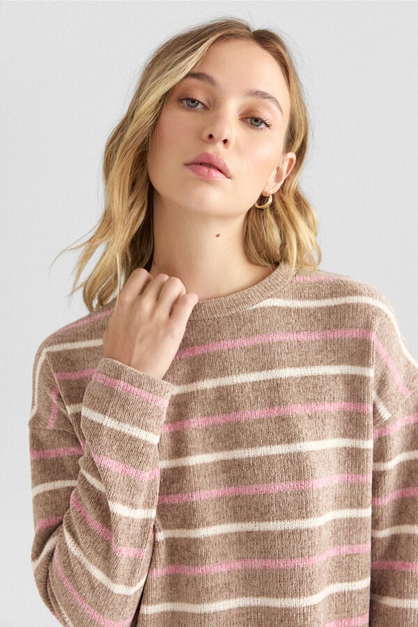 Springfield Fine striped thin jumper nude