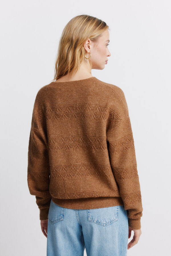 Springfield Pointelle lurex striped jumper mink