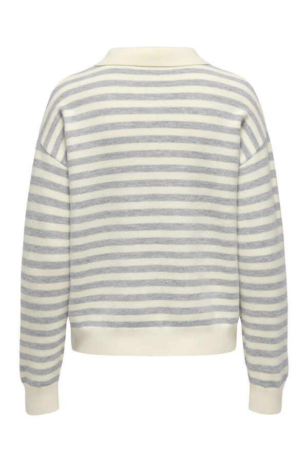 Only P&oacute;lo de malha de malha manga comprida  cinzento