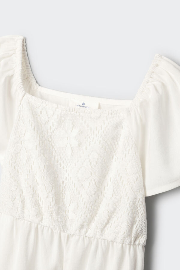 Springfield Kids Peto bordado suizo ni&ntilde;a marfil