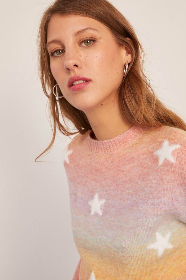 Springfield Prošarani pulover sa zvijezdama ružičasta