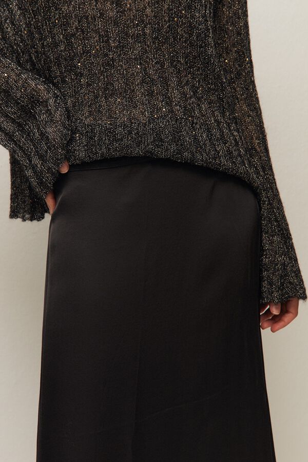 Systemaction Falda midi efecto desgastado negro