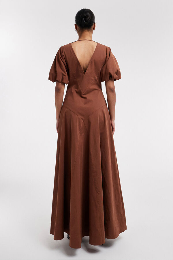 Topshop Vestido comprido mangas bal&atilde;o vermelho