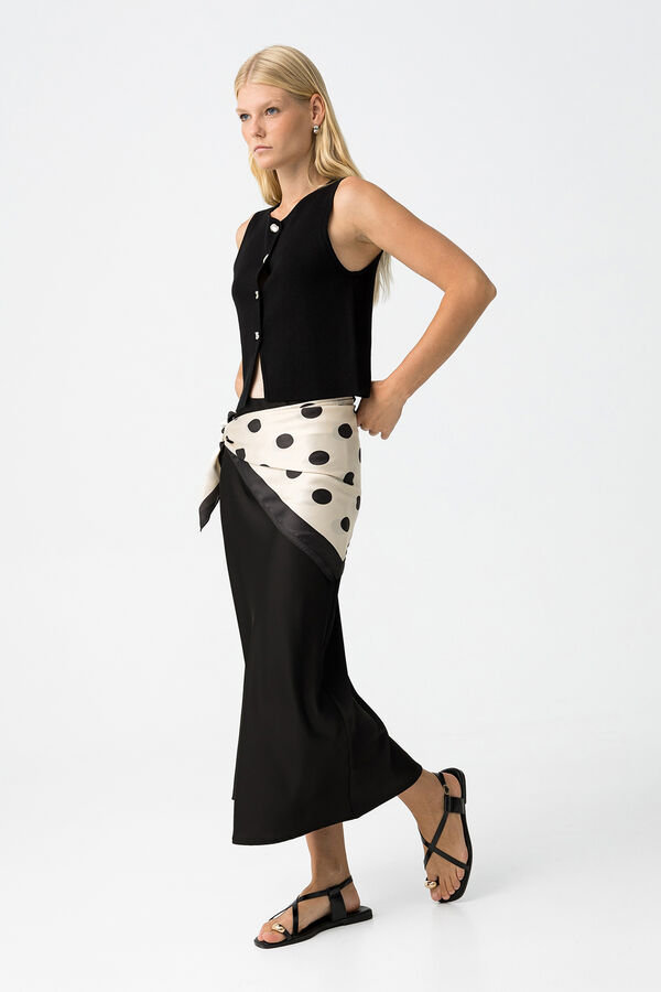 Tiffosi Skirt Midi Satin-Finish Crna