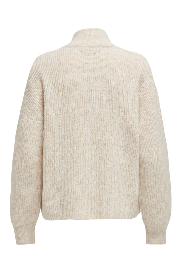 Only Jersey cuello alto cremallera beige