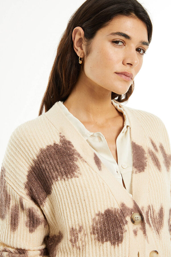 System Action C&aacute;rdigan punto estampado beige