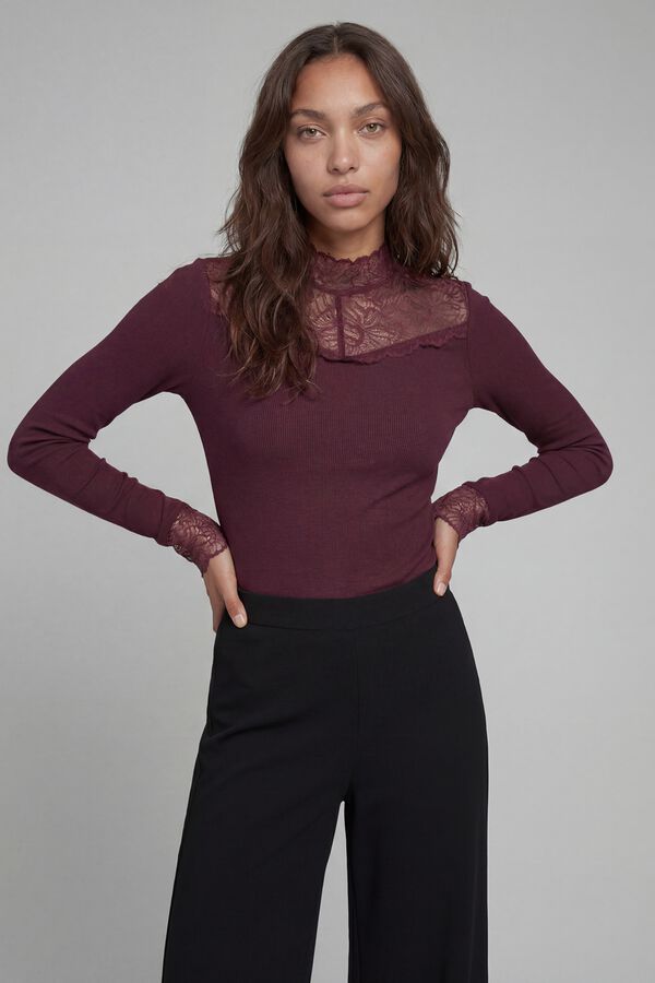 JJ REBEL Top slim em viscose rosa