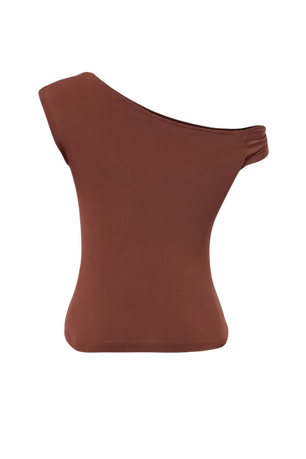 Trendyol Top asim&eacute;trico tostado