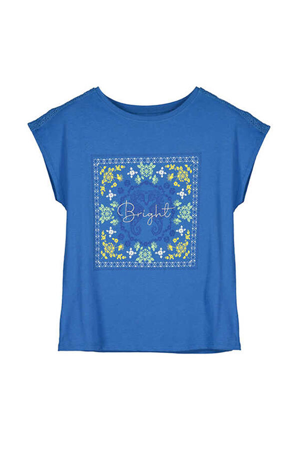 Springfield T-Shirt Grafik Schultern Crochet blau
