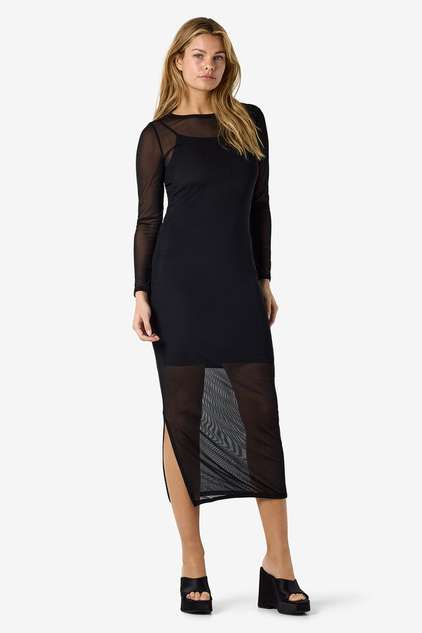 Noisy May Long sleeve midi dress black