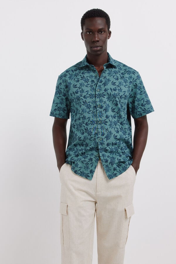 Springfield Linen comfort slim fit cargo trousers white