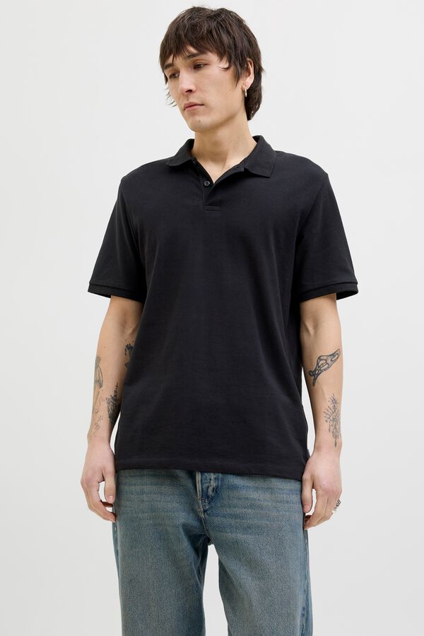 Jack & Jones Jersey-knit regular fit polo shirt black
