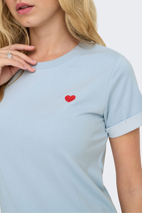 JDY Vestido corto detalle bordado azul