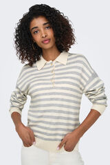 Only P&oacute;lo de malha de malha manga comprida  cinzento