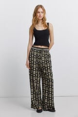 Springfield Printed rustic drawstring trousers black