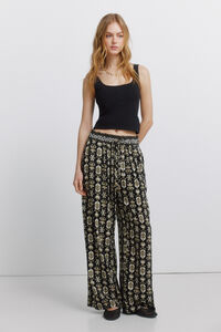Springfield Printed rustic drawstring trousers