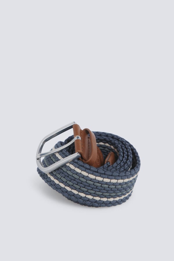 Springfield Striped braided belt blue