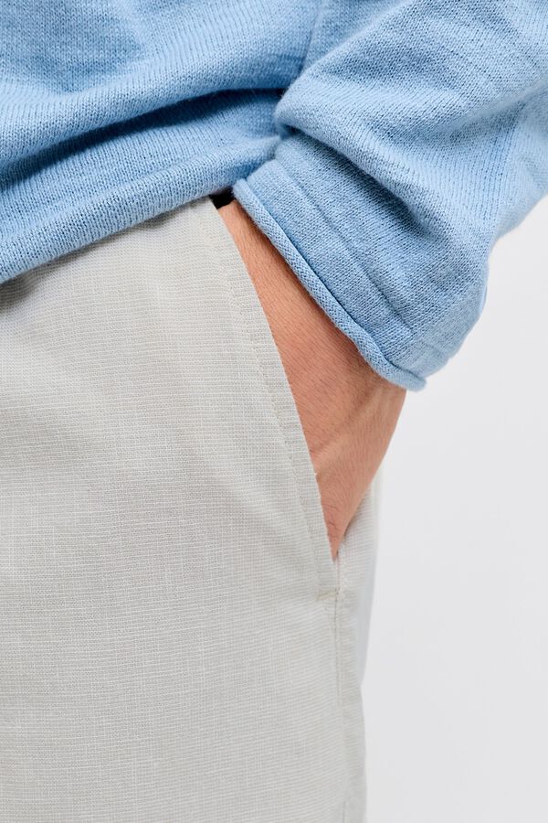 JJ REBEL Linen regular fit jogger trousers nude