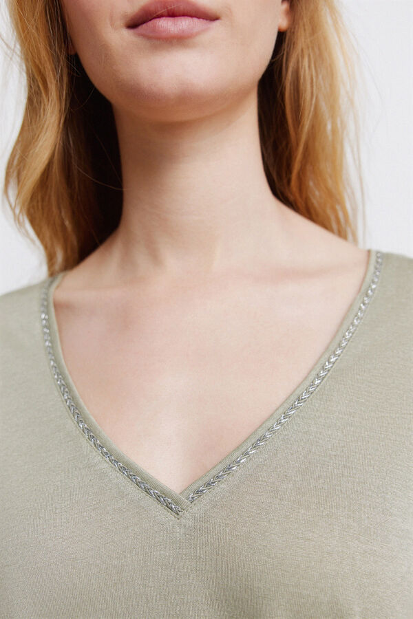 Springfield T-shirt &agrave; manches courtes col en V beige