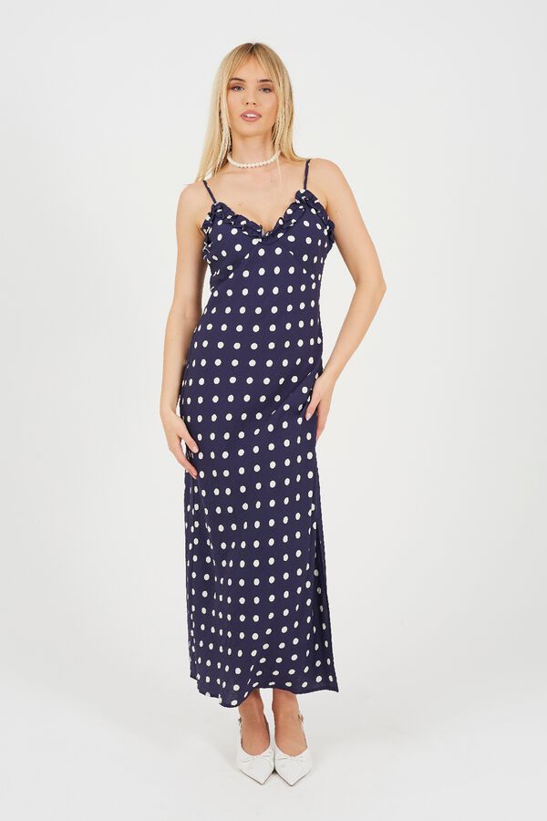 Brave Soul Polka-dot long dress blue