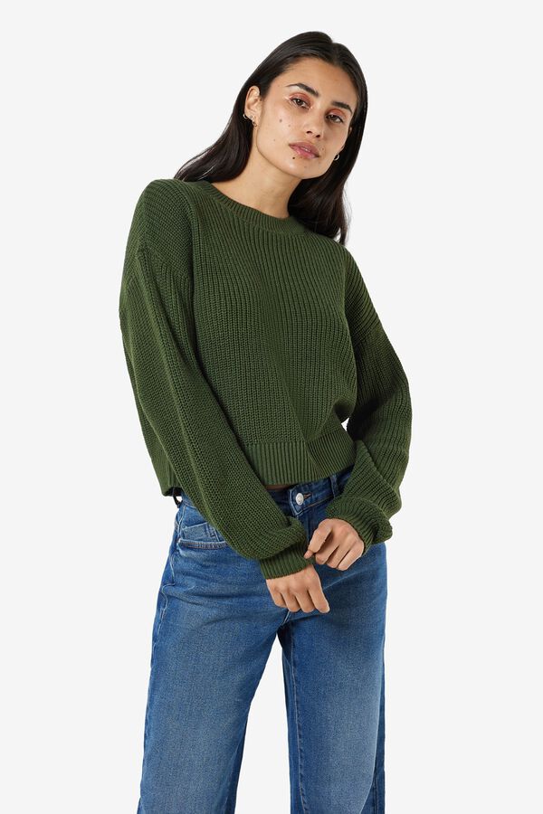 Noisy May Round neck knit jumper green