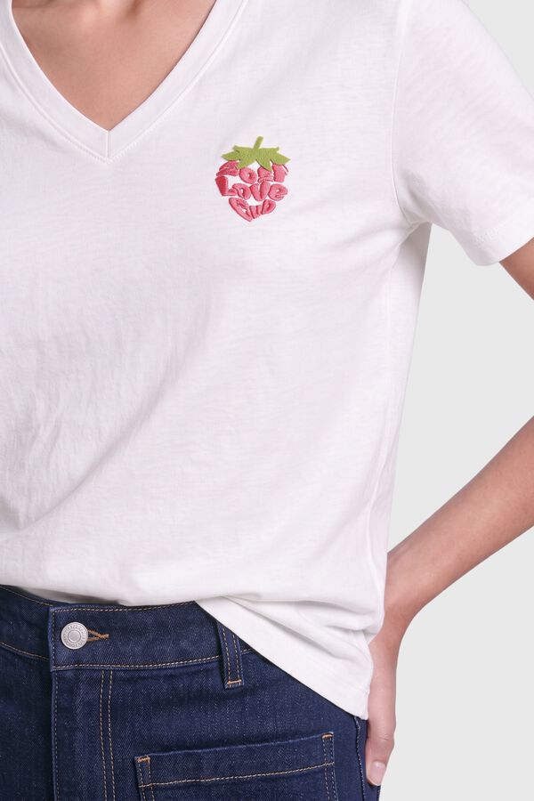 Only V-neck short sleeve T-shirt white