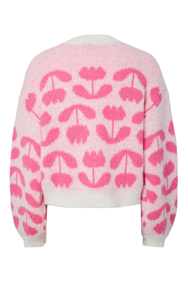 Pieces Floral print round neck sweater white