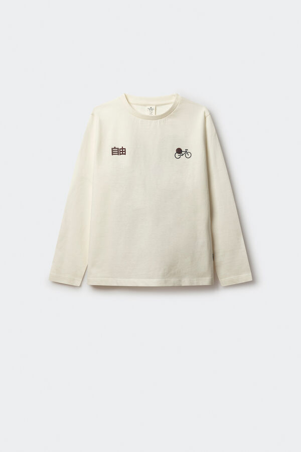 Springfield Kids Camisa de manga comprida de bicicleta japonesa para meninos bege