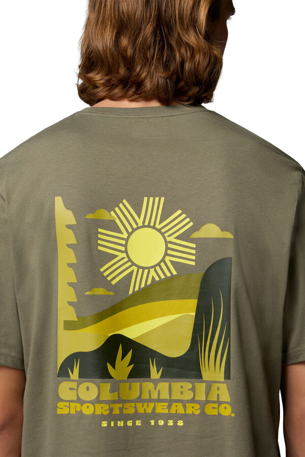 Columbia T-Shirt mit Natur-R&uuml;ckenprint Naturwei&szlig;