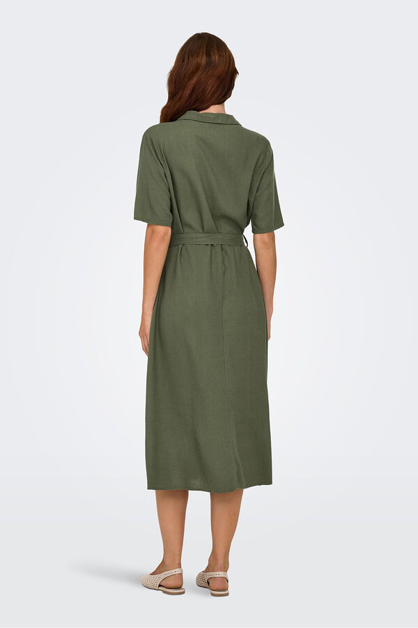 JDY Vestido midi lino verde