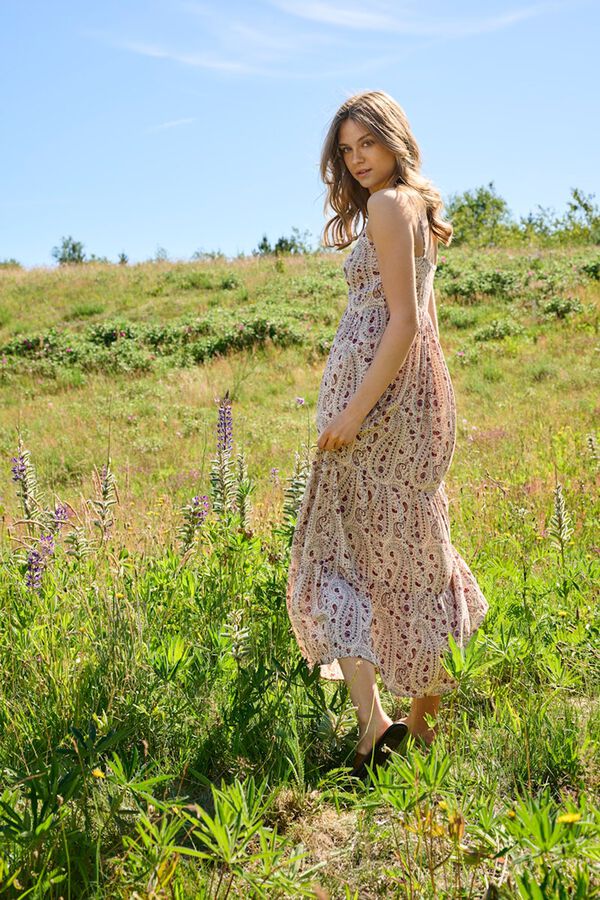 JDY Bedrucktes Midi-Kleid Wei&szlig;