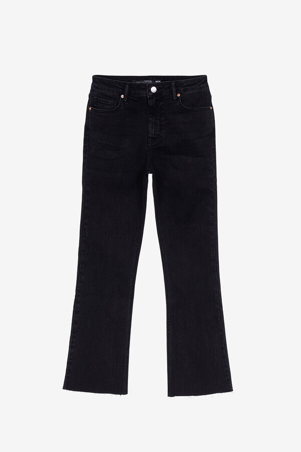 Springfield Megan Cropped Flare High Rise Jeans fekete