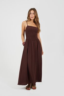 Vestido largo con detalle fruncido