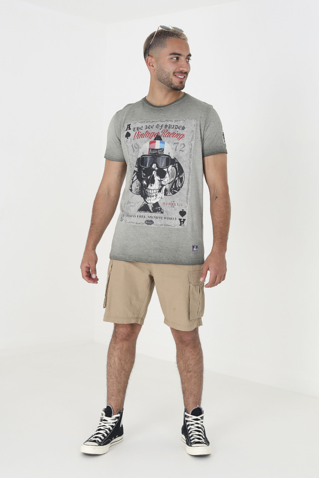 Brave Soul Camiseta calavera manga corta