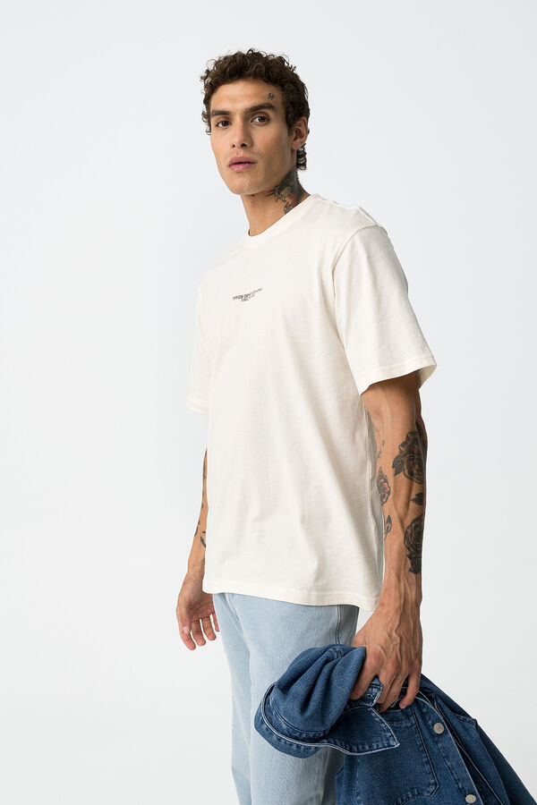 Tiffosi Camiseta relaxed con bordado en la espalda beige