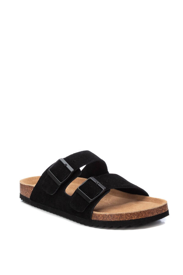 XTI Split leather buckle sandal black