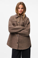 Pieces Sobrecamisa Teddy com bolsos cinzento