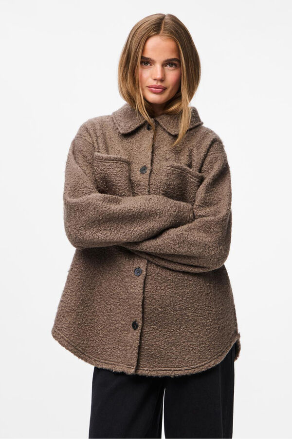 Pieces Sobrecamisa Teddy com bolsos cinzento