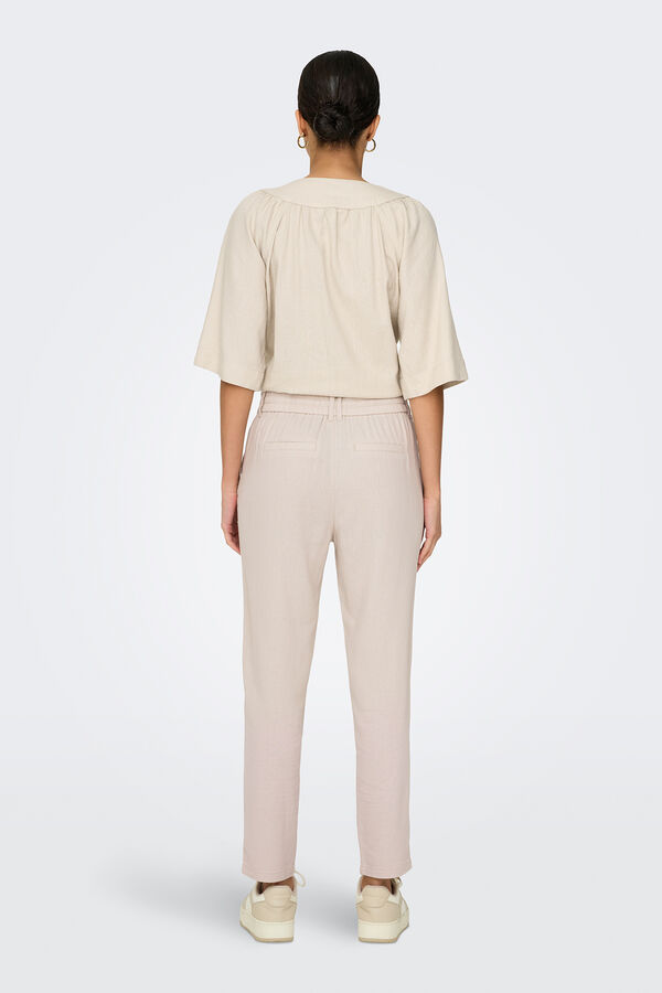 Only Pantal&oacute;n regular fit de lino gris