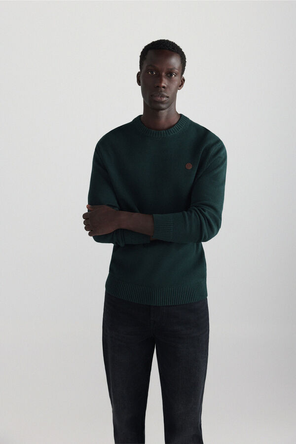 Springfield Camisola gola redonda lisa verde
