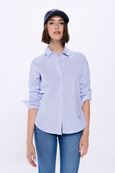 Springfield Semi-fitted Oxford shirt steel blue