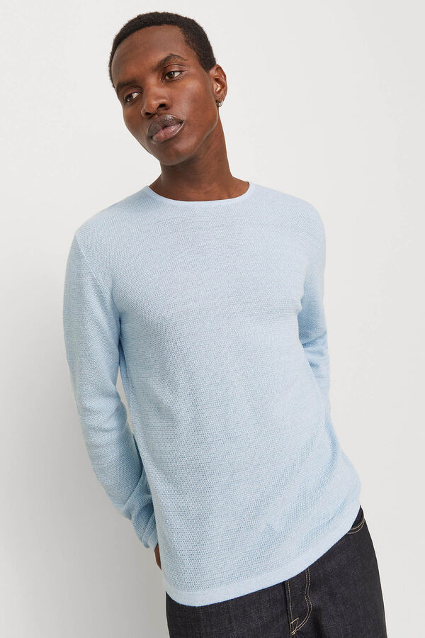 Jack & Jones Jersey-knit long sleeve loose jumper blue